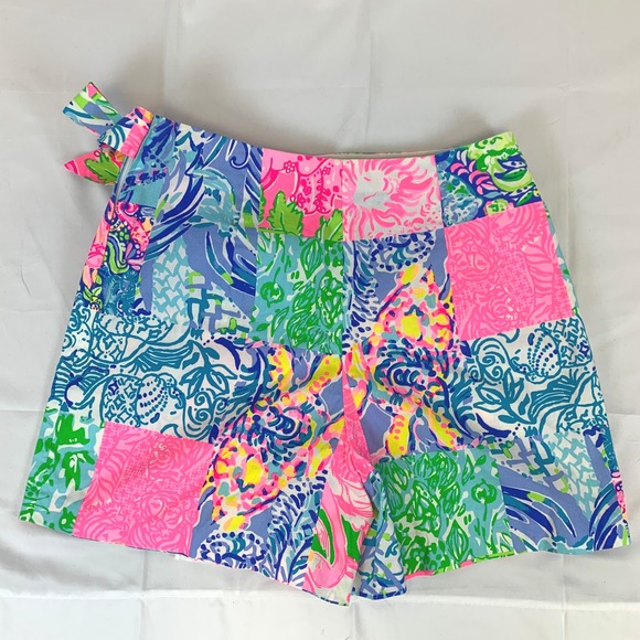 Lilly Pulitzer Patchwork‎ Wrap Skort Multicolor Vibrant Resort Preppy Style Sz 0 - Picture 2 of 12